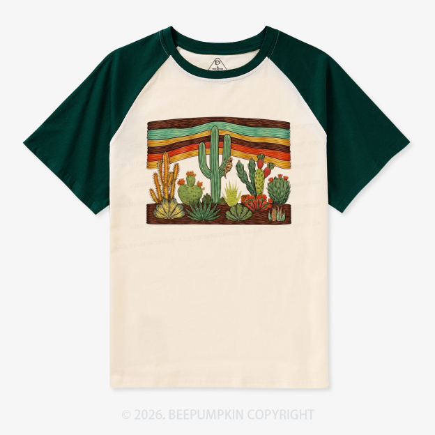 Desert Cactus Retro Raglan T-shirt