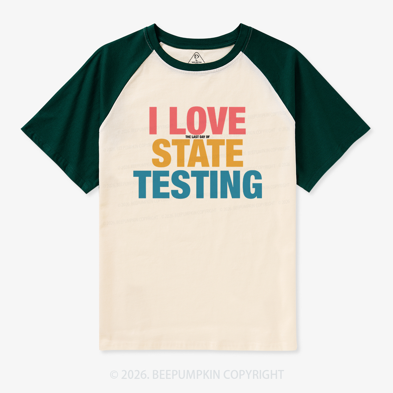 I Love State Testing Retro Raglan T-shirt