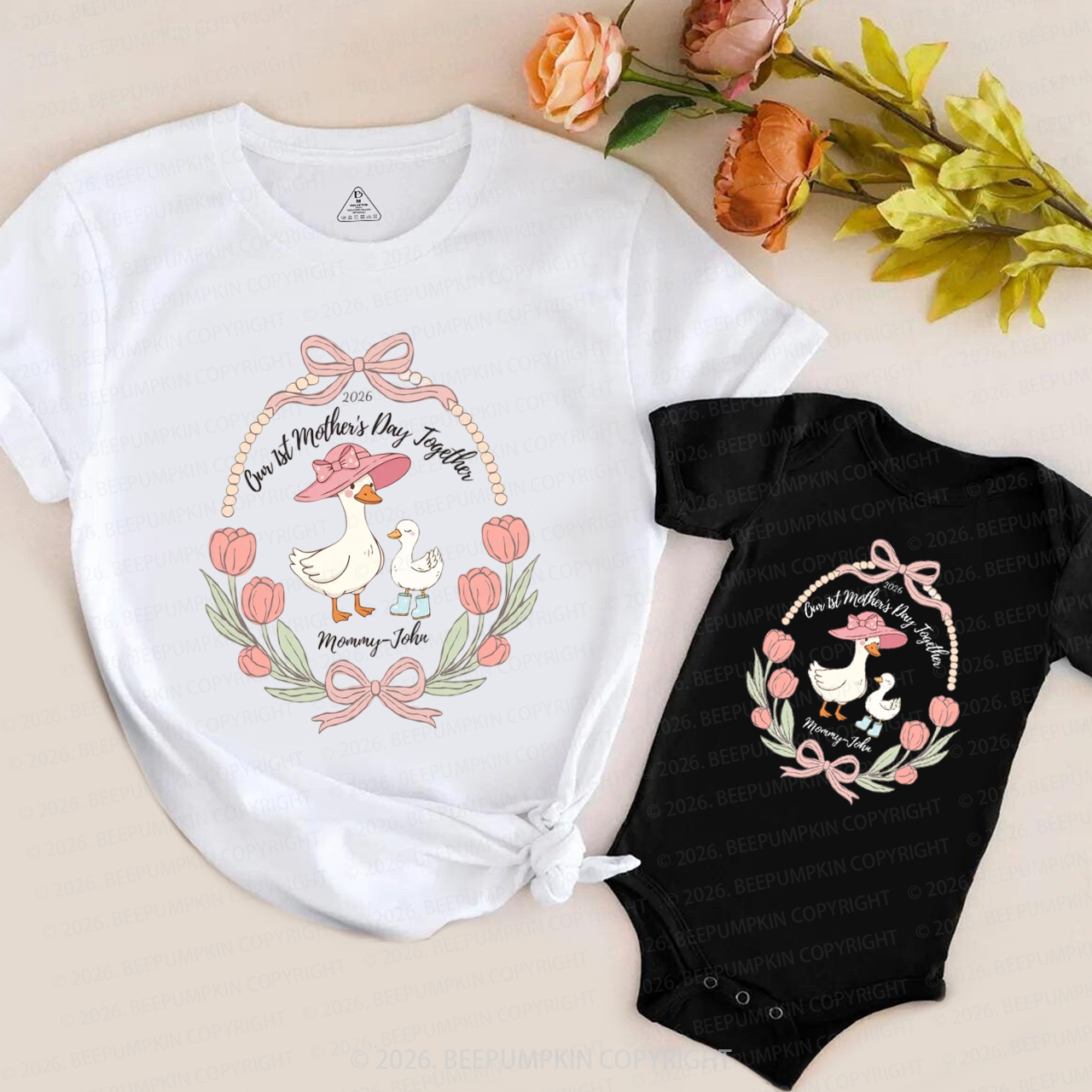 Personalized Goose Our First Mother’s Day Together Mom&Me Matching T-Shirts