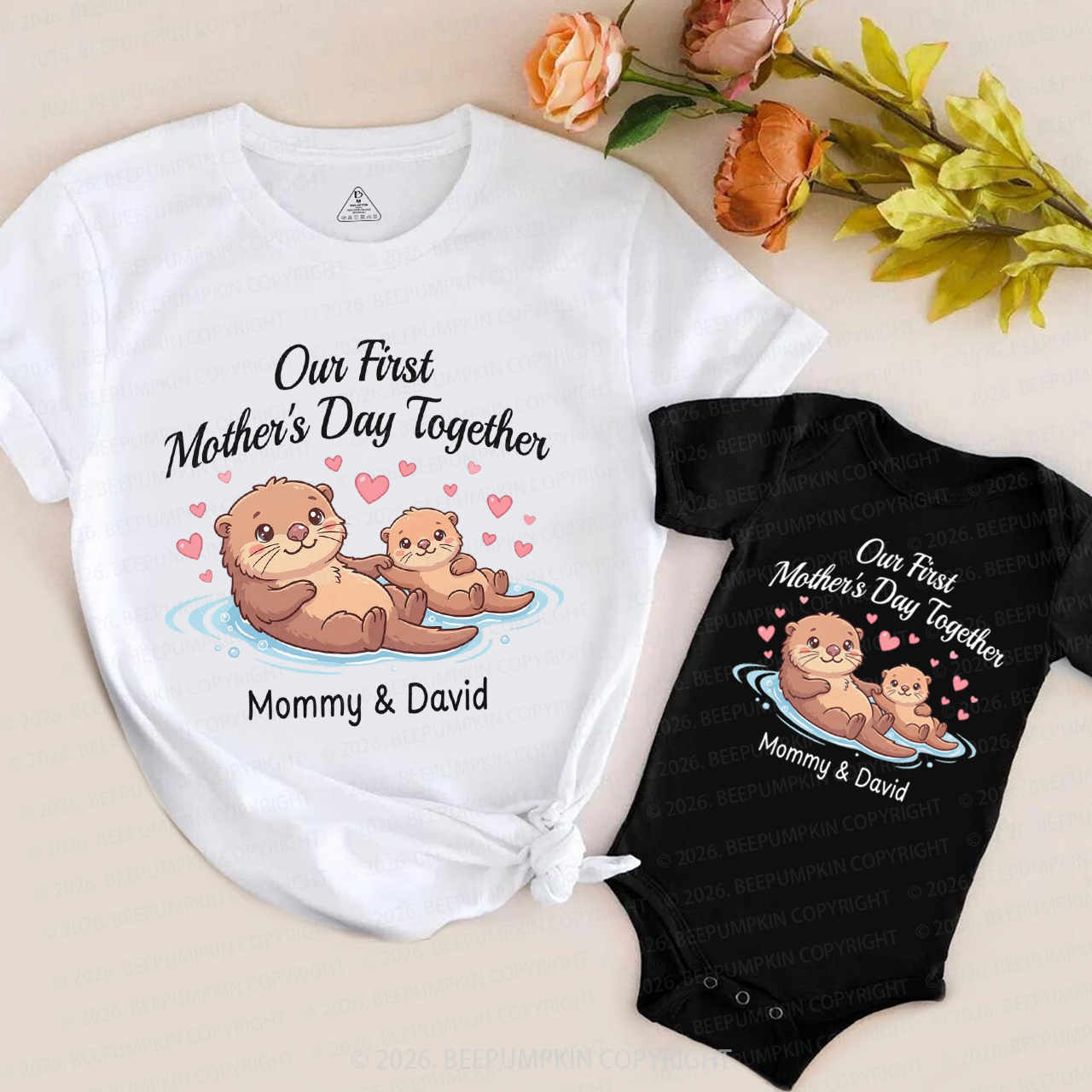 Personalized Our First Mother’s Day Otter Mom&Me Matching T-Shirts