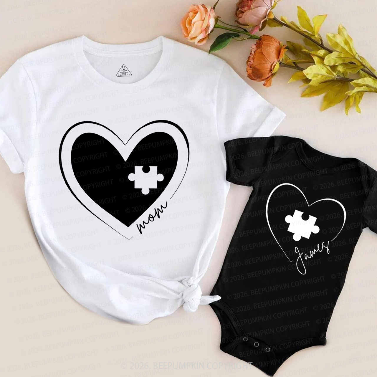 Heart Puzzle and Missing Piece Mom&Me Matching T-Shirts