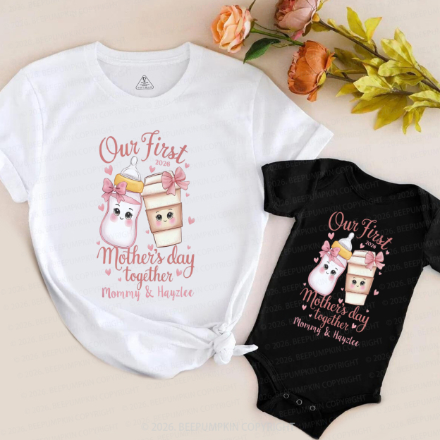 Personalized Our First Mother’s Day Coffee and Milk Mom&Me Matching T-Shirts