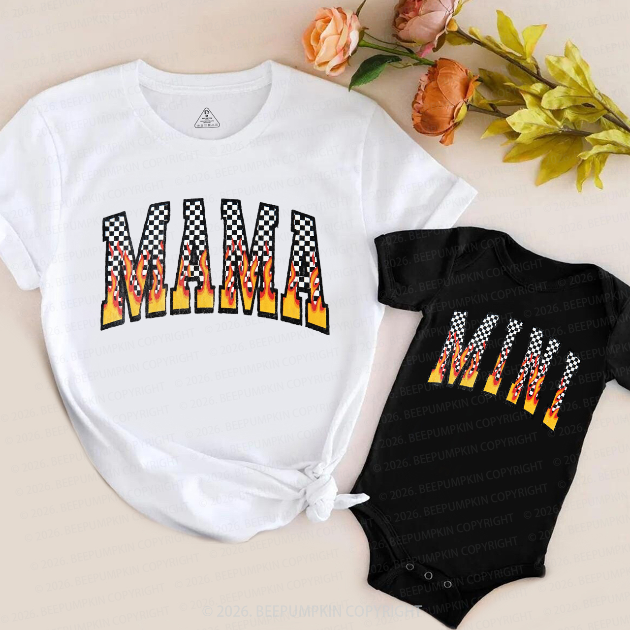 Retro Mama Mini Flame Mom&Me Matching T-Shirts