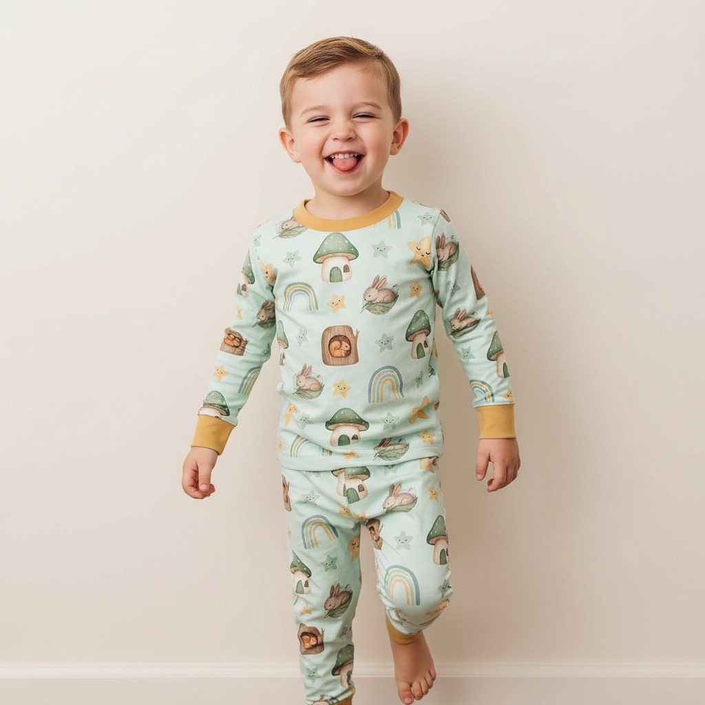 Sweet Dream Forest Two-Piece Pajama Set For Kids