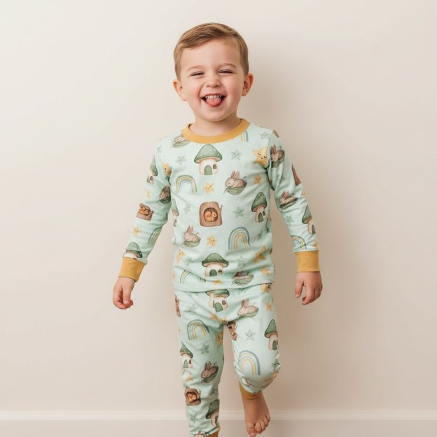 Sweet Dream Forest Two-Piece Pajama Set For Kids