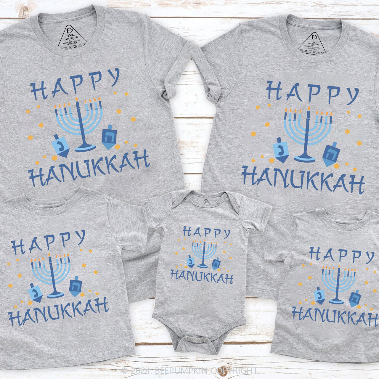 Happy Hanukkah Warmth by Candlelight Family T-Shirts Beepumpkin