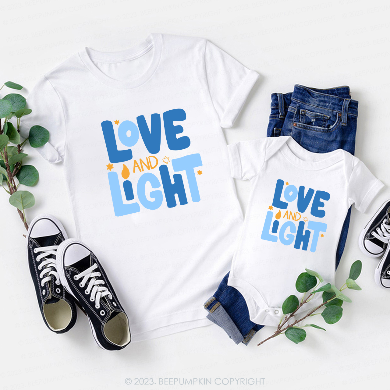 Love and Light  For Hanukkah Family T-Shirts Beepumpkin