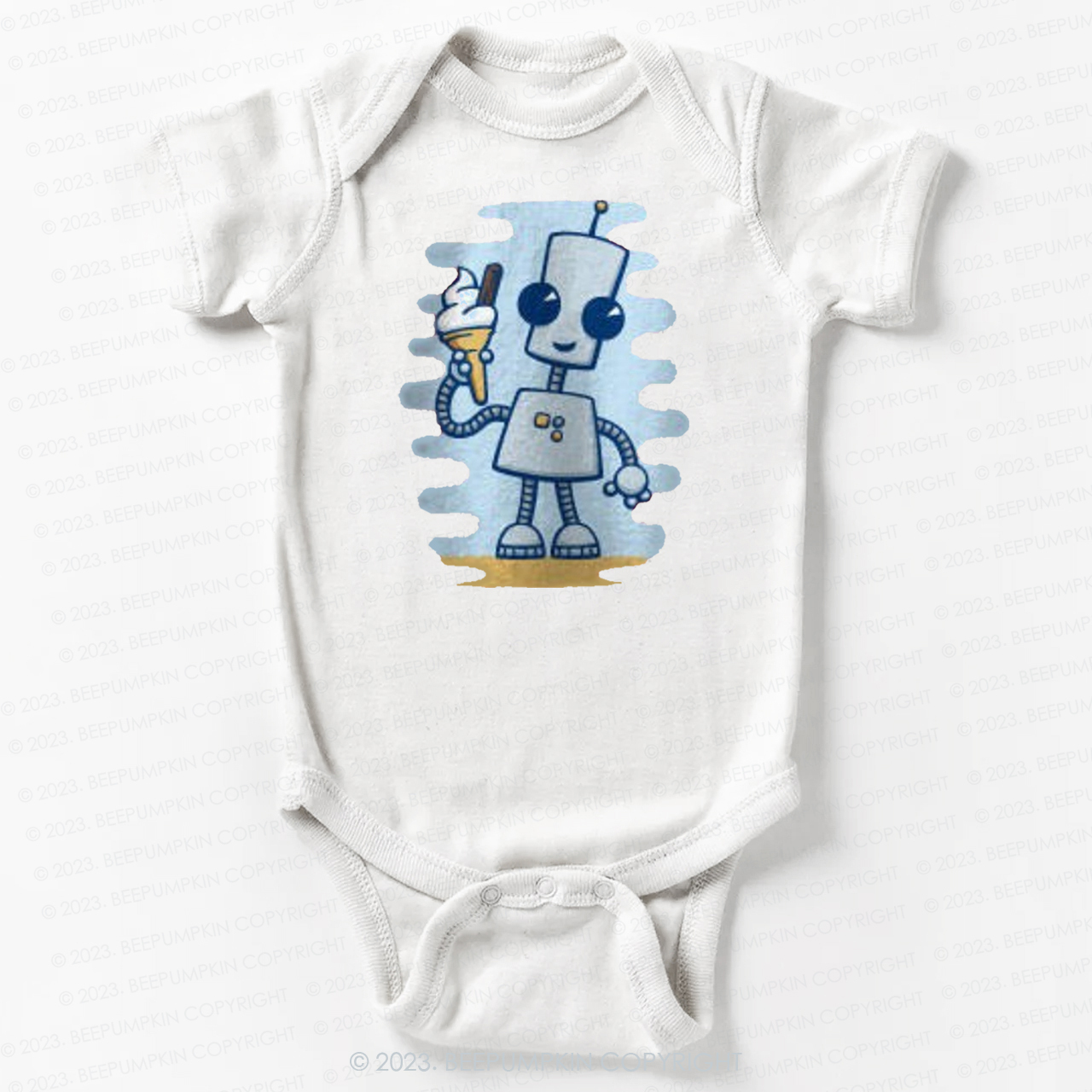 Ned's Ice Cream Cute Robot Bodysuit For Baby
