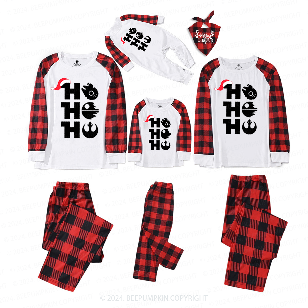 Retro Ho Ho Ho Christmas Family Matching Pajamas