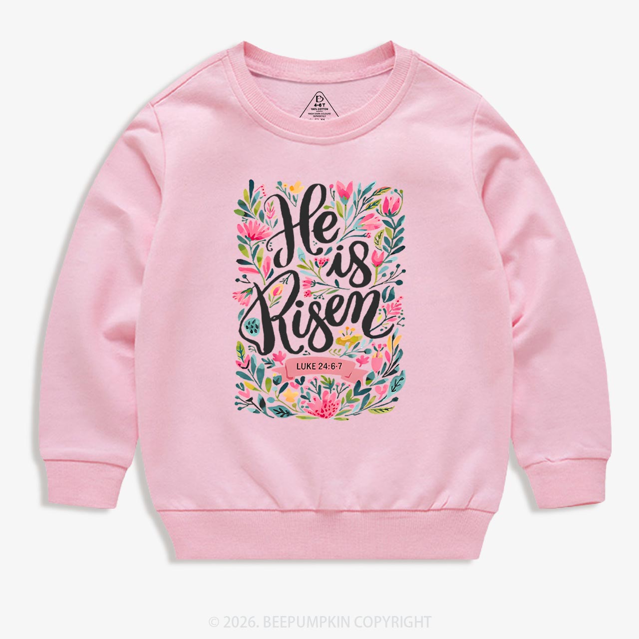 He is Risen Blooming Grace Easter Kid's Sweatshirt