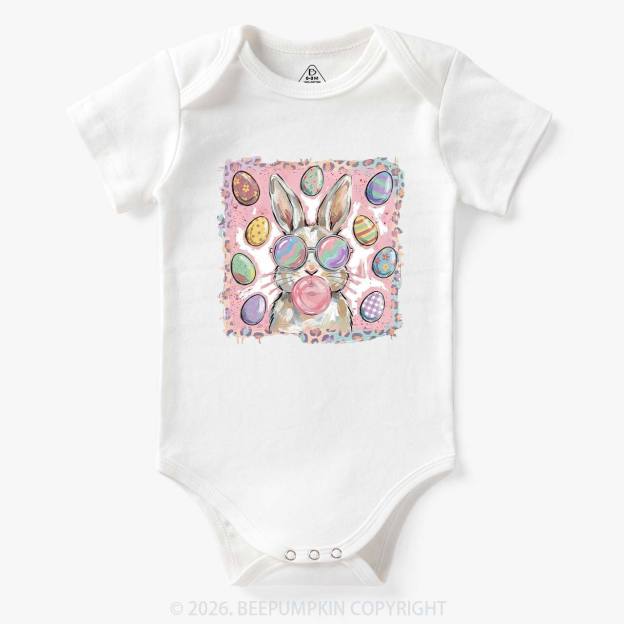Retro Bubblegum Bunny Colorful Easter Eggs Baby Bodysuit