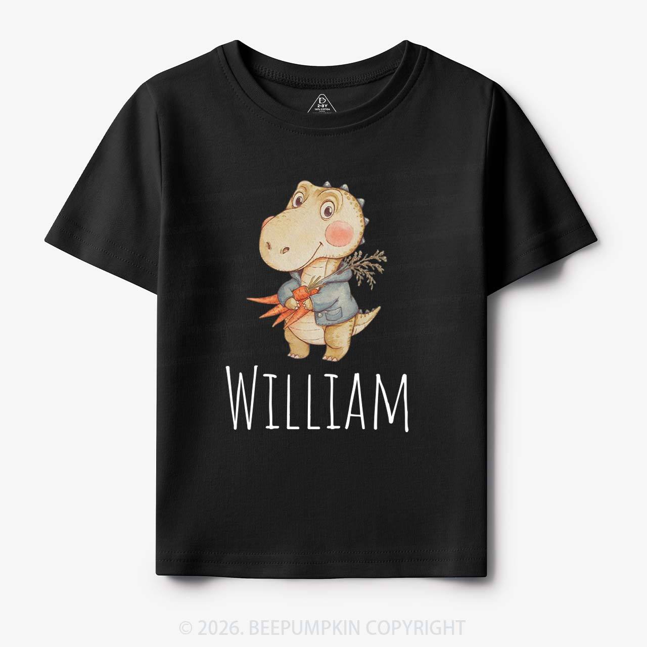 Personalized Watercolor Dino Friend Toddler&Kid's Tees