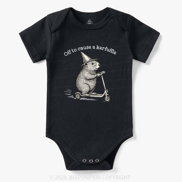 Off To Cause A Kerfuffle Groundhog Scooter Bodysuit