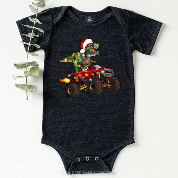 Fire Truck Dinosaur Christmas Baby Bodysuit