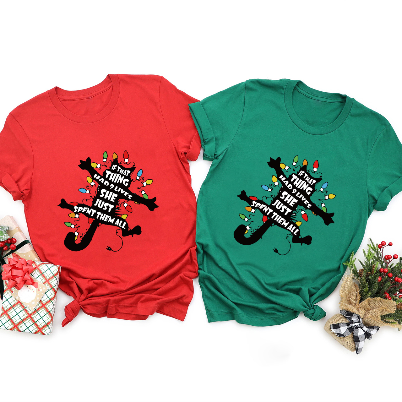 Black Cat Funny Christmas Family Matching Shirt