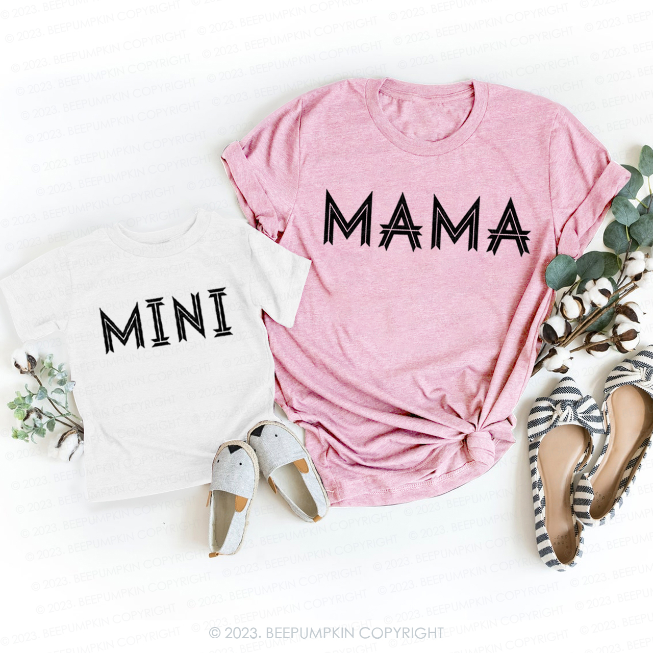 Mama Mini Square Characters T-Shirts For Mom&Me