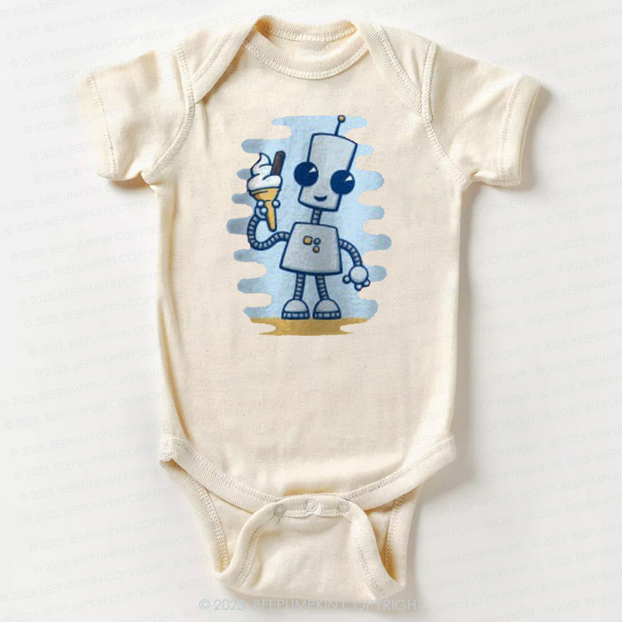 Ned's Ice Cream Cute Robot Bodysuit For Baby