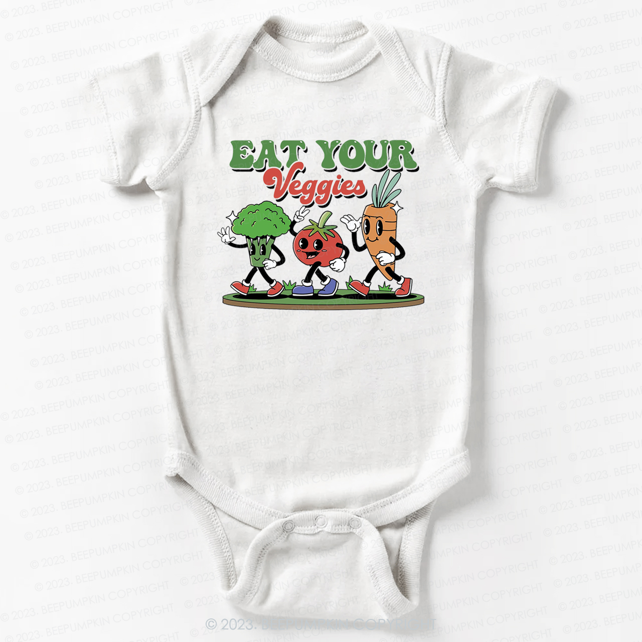 Retro Boho Eat Your Veggies Bodysuit For Baby
