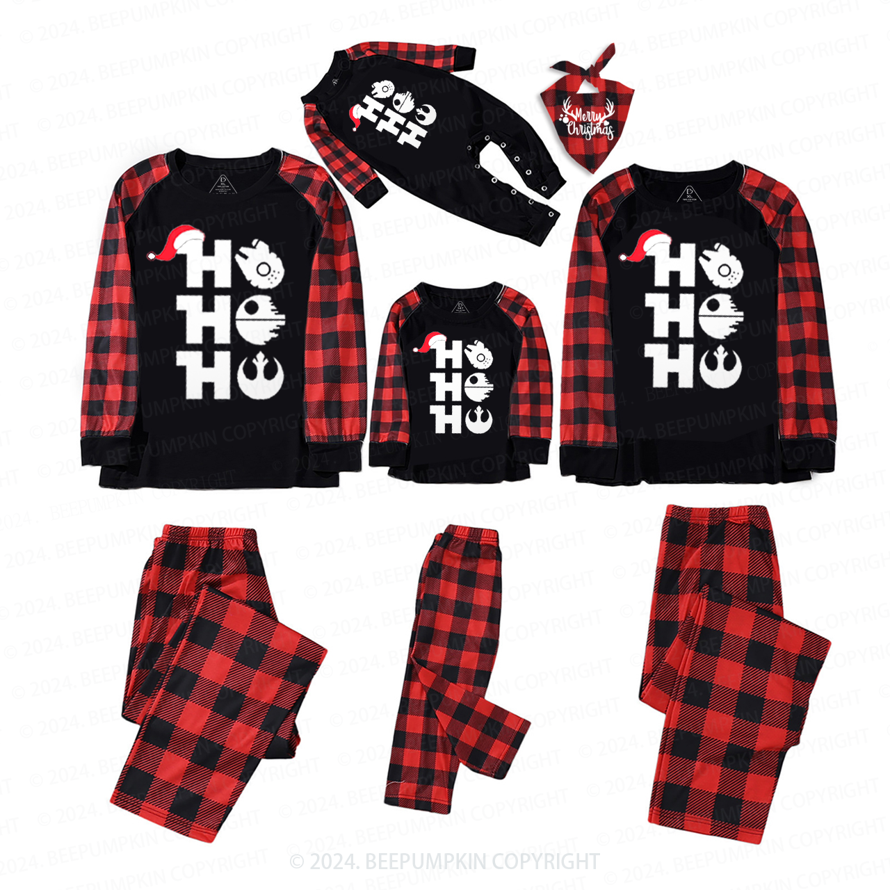 Retro Ho Ho Ho Christmas Family Matching Pajamas