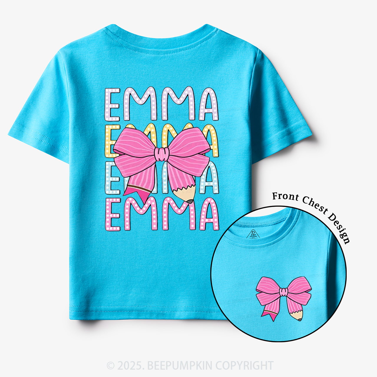 Personalized Pink Bow Toddler&Kid's Tees Beepumpkin