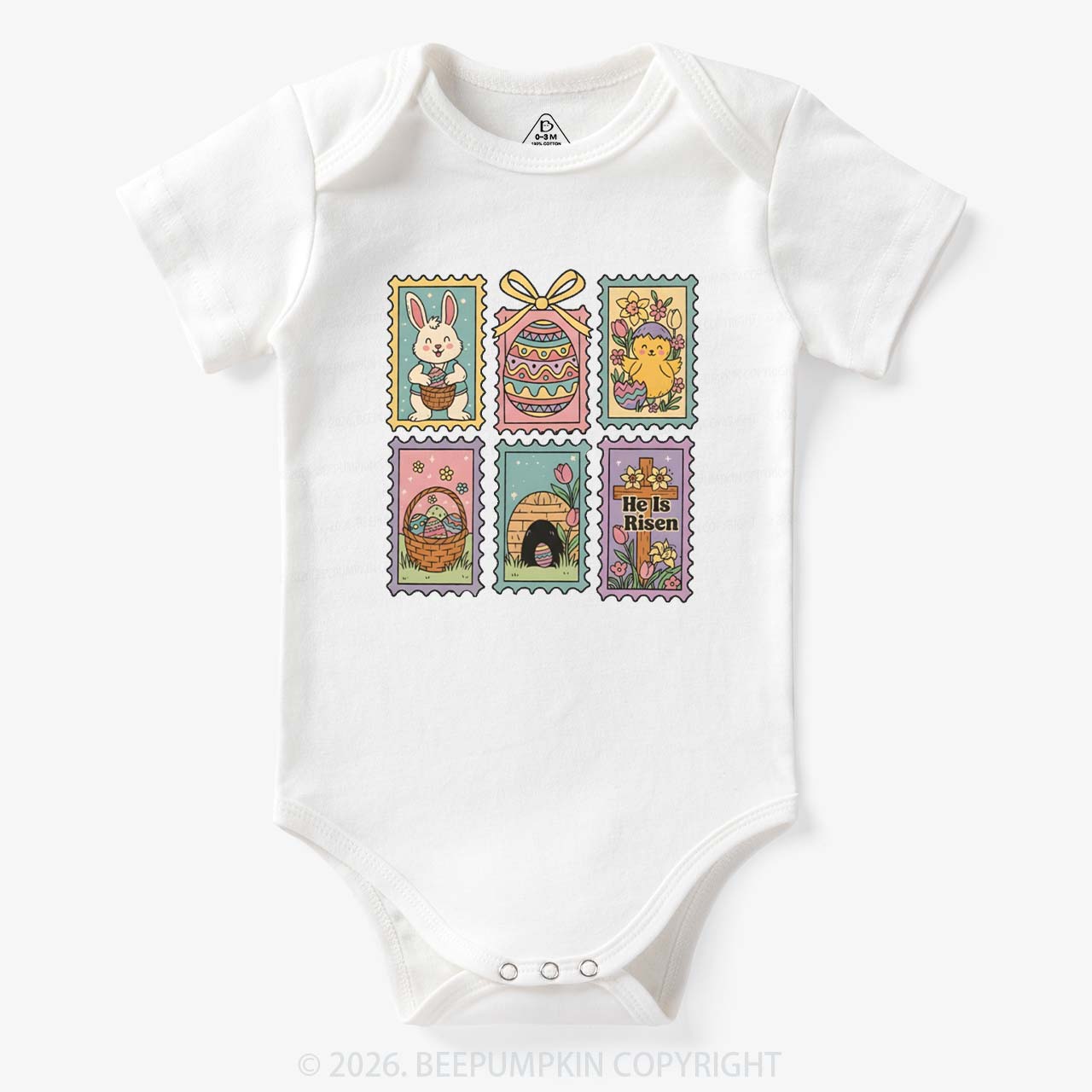 He Is Risen Easter Stamp Baby Bodysuit
