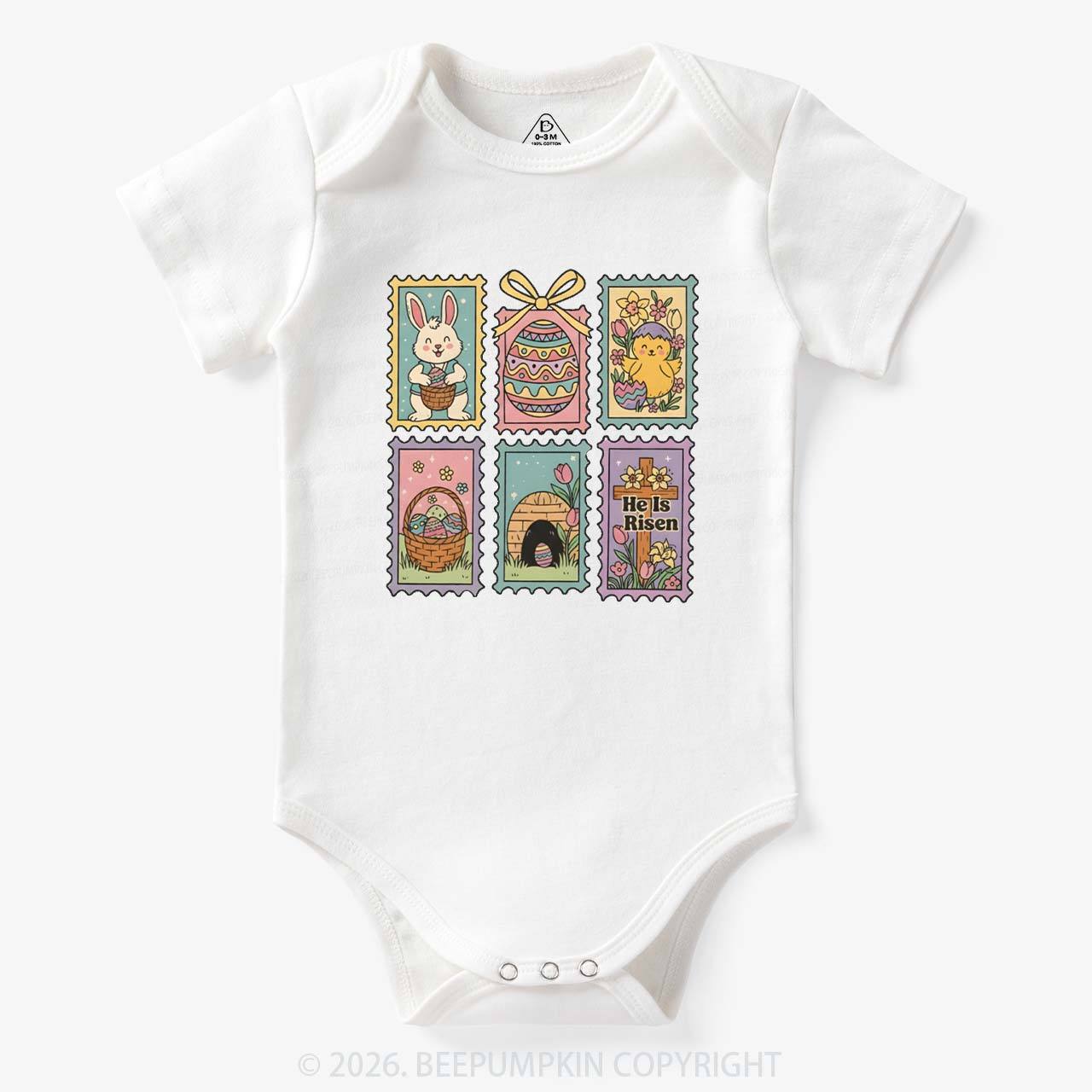 He Is Risen Easter Stamp Baby Bodysuit