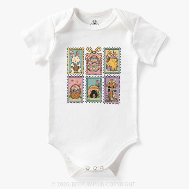He Is Risen Easter Stamp Baby Bodysuit