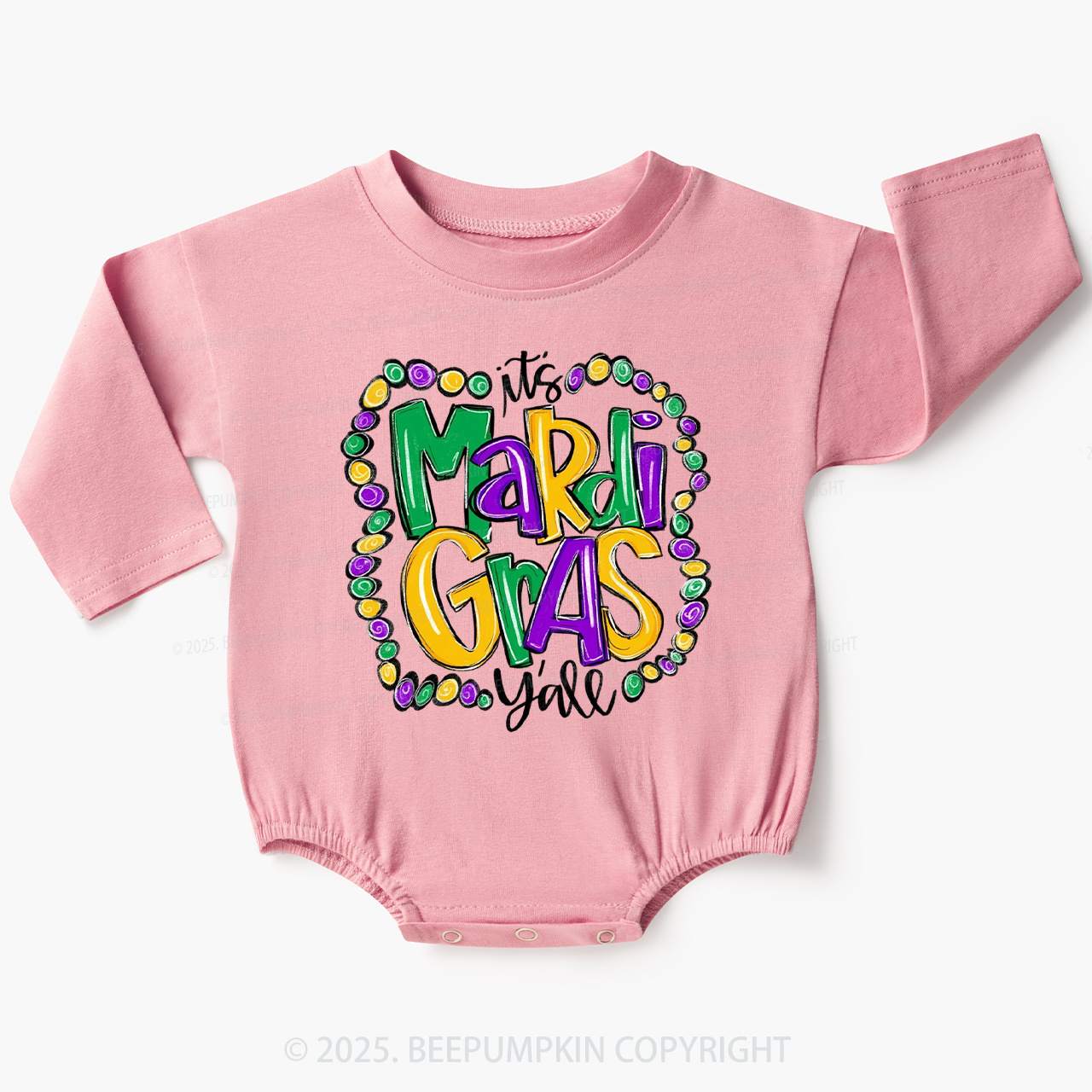 It's Mardi Gras Y'all Baby Bubble Romper Beepumpkin