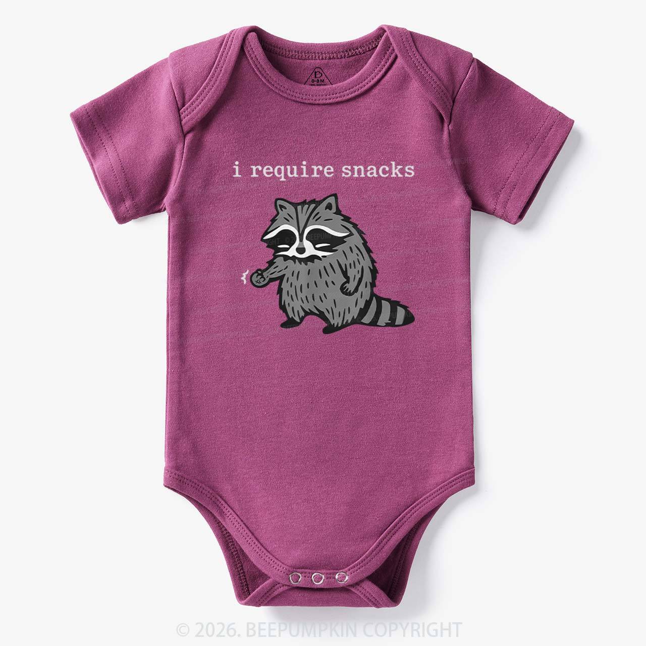 I Require Snacks Raccoon Bodysuit