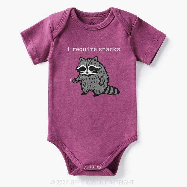 I Require Snacks Raccoon Bodysuit