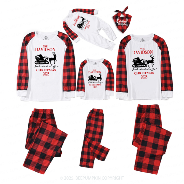2025 Personalized Santa Claus On The Sleigh Family Matching Pajamas