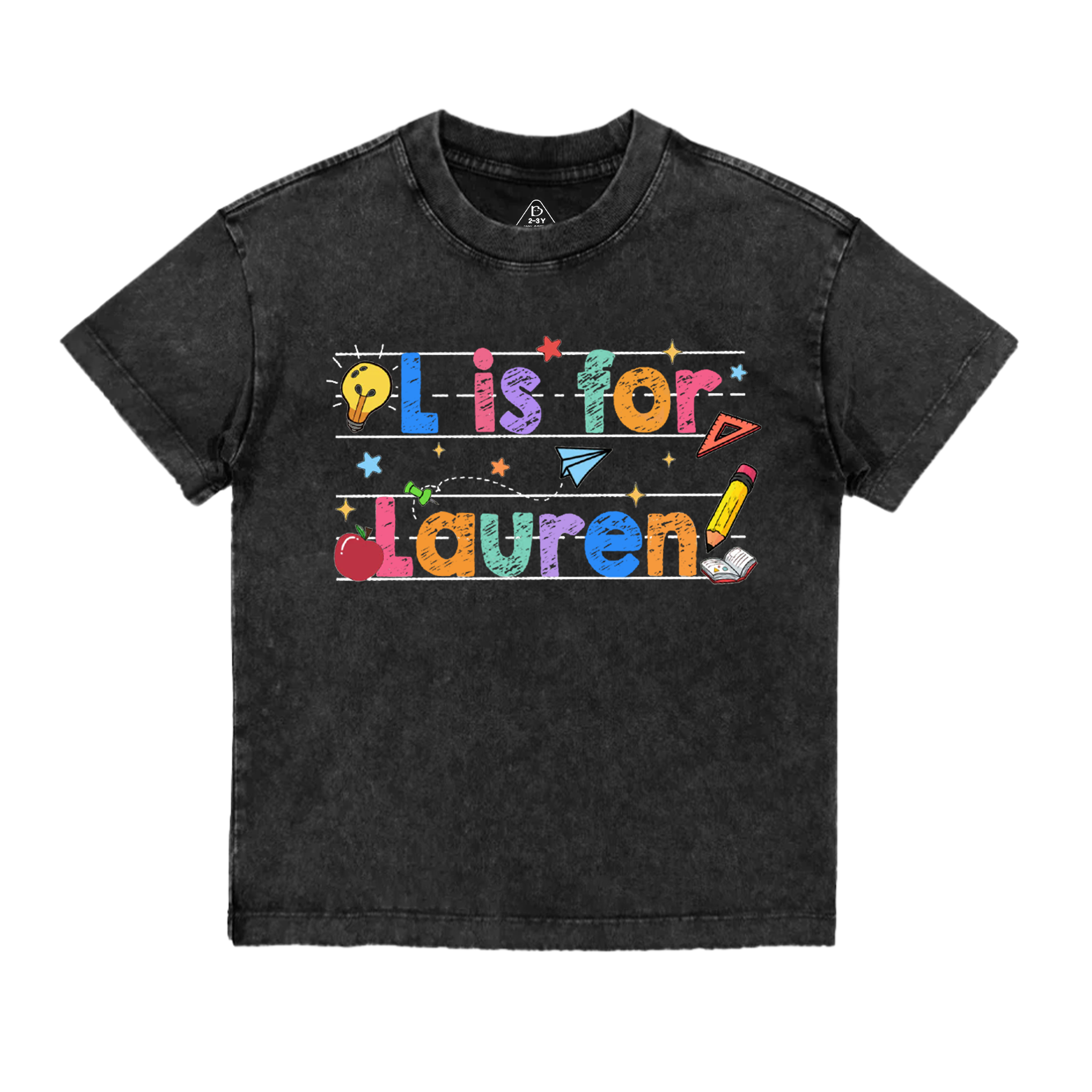 Personalized Kids Crayon Name Toddler&Kids Washed Tees