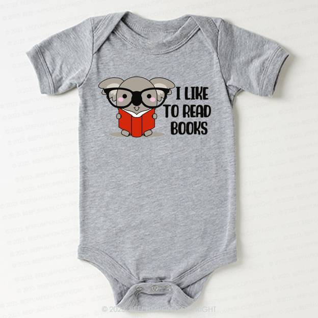 I Like To Read Books Elephant Bodysuit For Baby