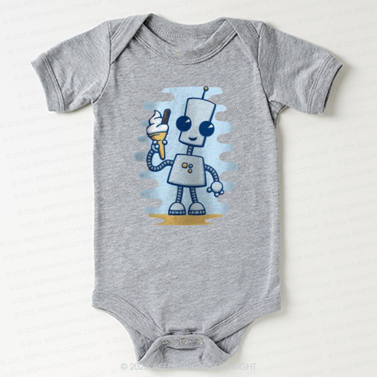 Ned's Ice Cream Cute Robot Bodysuit For Baby