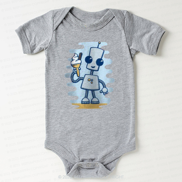 Ned's Ice Cream Cute Robot Bodysuit For Baby