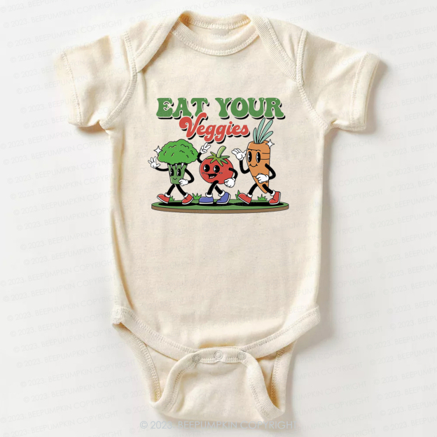 Retro Boho Eat Your Veggies Bodysuit For Baby