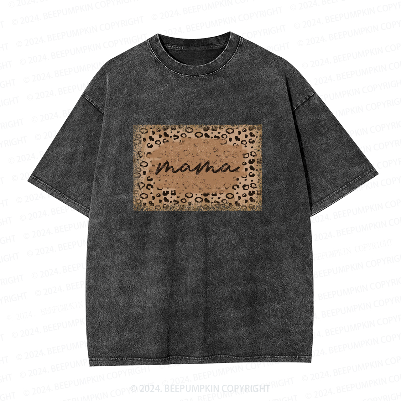 Leopard Print Mama Washed T-Shirts 