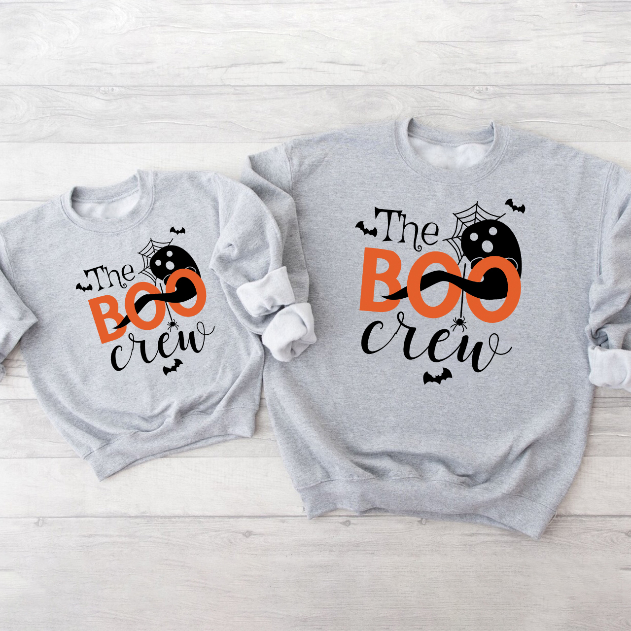 The Boo Crew Spider Web Halloween Family Party Matching Sweatshirts