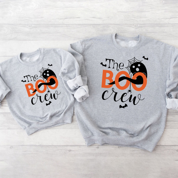 The Boo Crew Spider Web Halloween Family Party Matching Sweatshirts