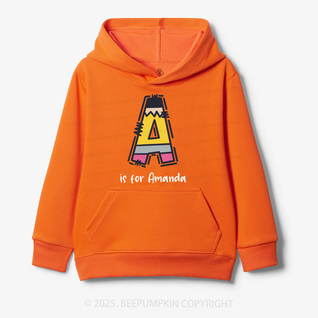 Personalized Pencil Letter Kid's Hoodies Beepumpkin