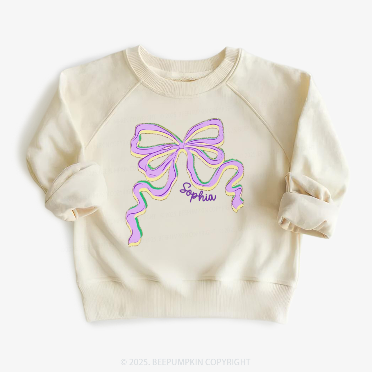 Personalized Sugar Bow Mardi Gras Kid's Sweatshirt
