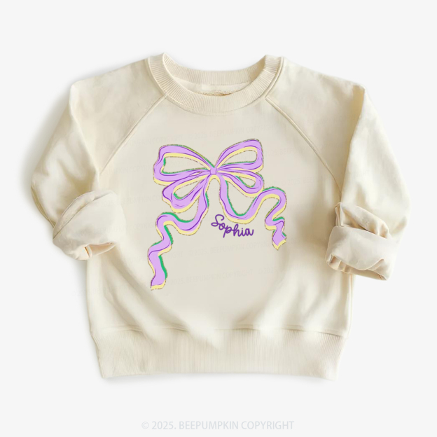 Personalized Sugar Bow Mardi Gras Kid's Sweatshirt