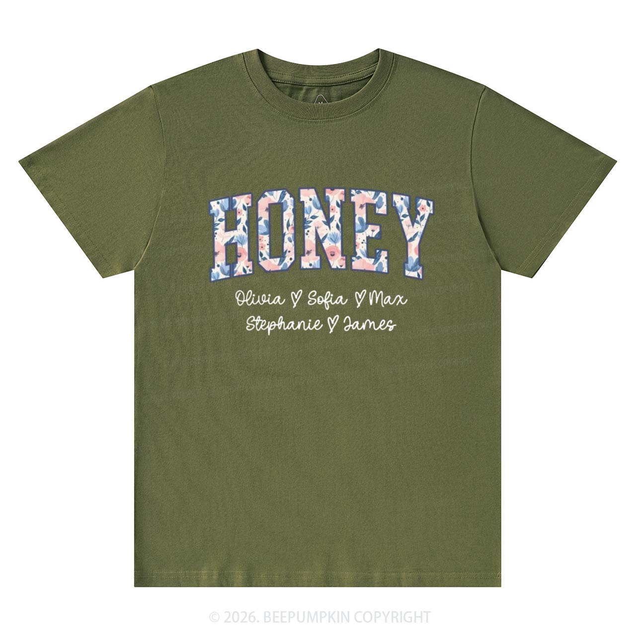 Personalized Floral with Names Mother's Day T-Shirts