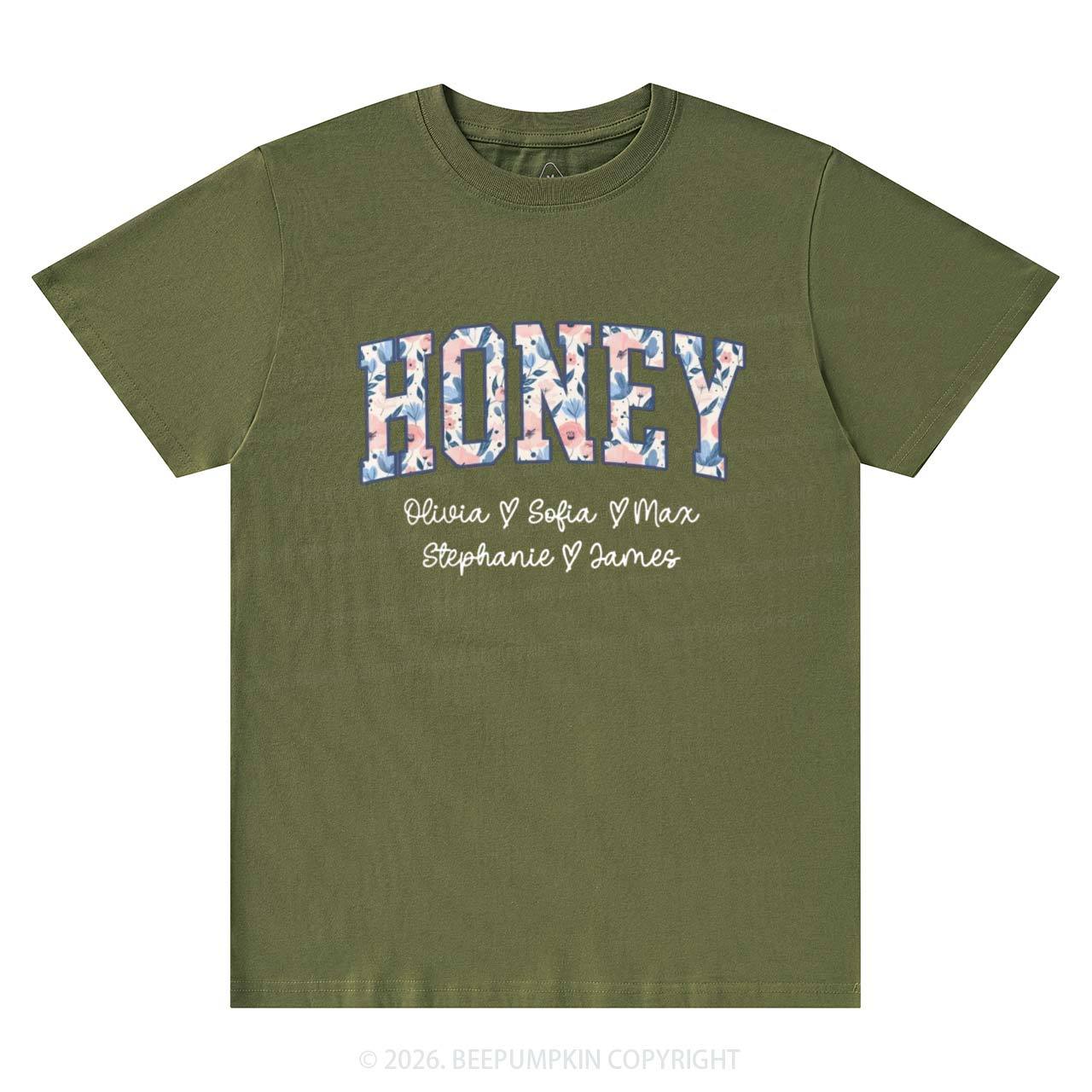 Personalized Floral with Names Mother's Day T-Shirts