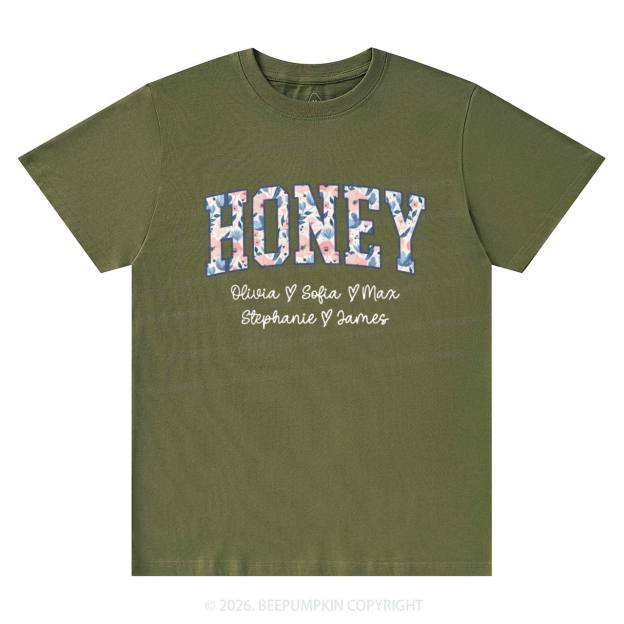 Personalized Floral with Names Mother's Day T-Shirts