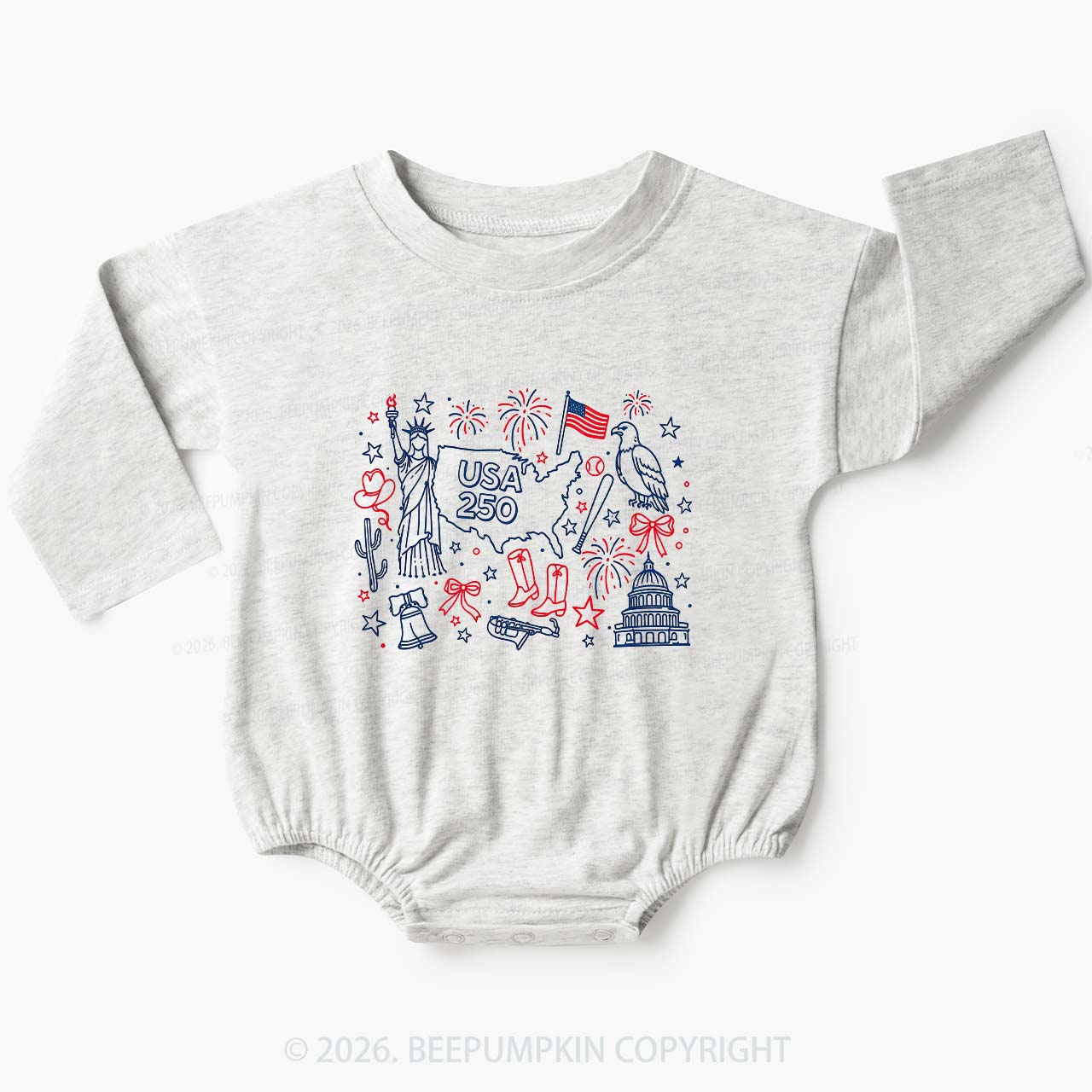 Retro Celebrate 250th Anniversary Baby Bubble Romper