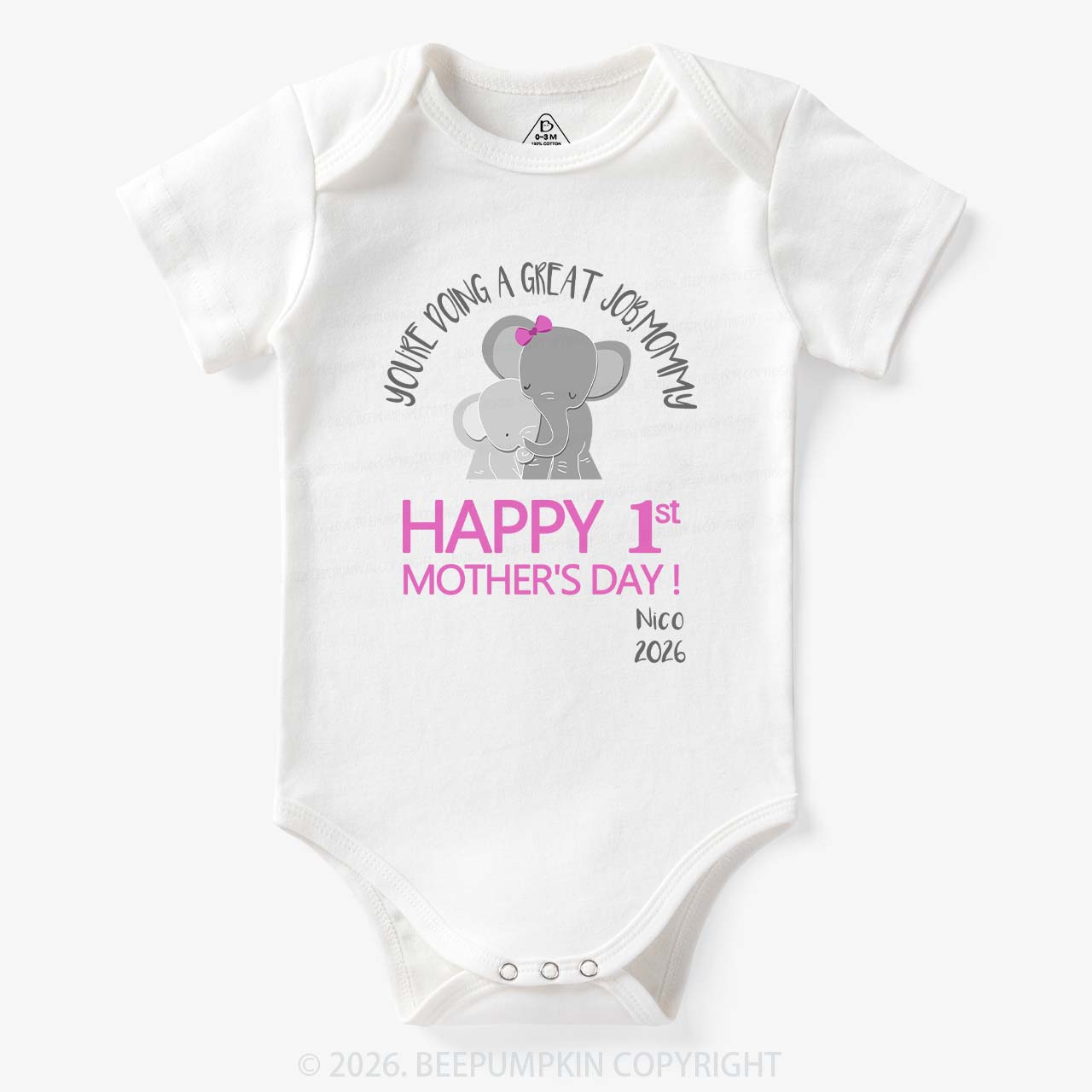 Happy 1st Mother's Day Bodysuit For Baby 