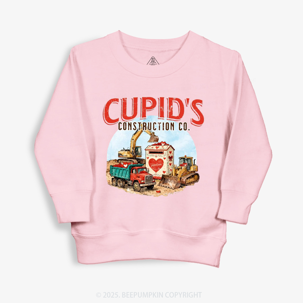 Construction Trucks Valentine's Day Kid's Sweatshirt