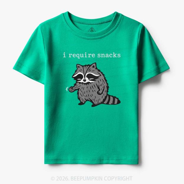I Require Snacks Raccoon Toddler&Kid's Tees
