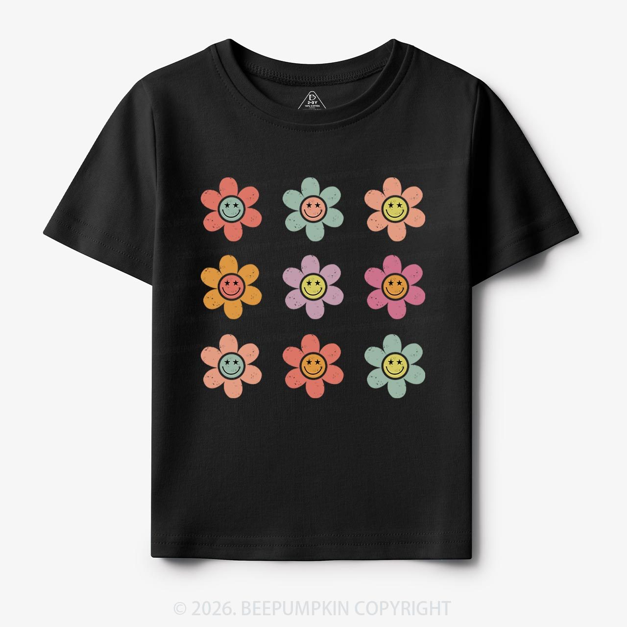 Happy Face Flowers Summer Kids T-Shirts